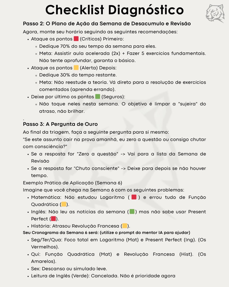Página do Checklist Diagnóstico